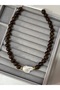 Leopard Patterned Acrylic Beaded Baroque Pearl End Side Trend Necklace - 3