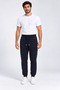 Men's Navy Blue Color Elastic Cuffed Regenerated Baggy Sweatpants with Side Piping