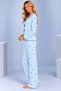 Women's Patterned Bow Detailed Buttoned Long Sleeve Muslin Pajama Set - 3
