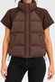 Women's Knitted Sleeve Padded Vest – High Collar, Quilted Detail, Short Sleeves - 2