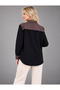 Women's Black and Brown Garnished Snap Button Oversize Shirt – Western Style Long Sleeve Stylish Shirt - 4
