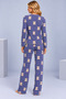 Women's Patterned Bow Detailed Buttoned Long Sleeve Muslin Pajama Set - 4