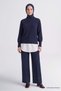 Button detailed basic sweater navy blue