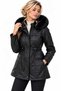 Women's Fleece-Lined Faux Leather Jacket - Black - 7