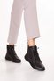 Women's Genuine Leather Rubber Laced Casual Boots In.1009 Black - 3