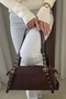 Women's Brown Suede Shoulder Bag - Hand and Shoulder Bag with Gold Detailed Interior Lining - 4