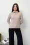 Women's Stand Collar Buttoned Knitwear Sweater Beige - 27K 5178 - 4