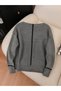 Minimal Stripe Detailed Boat Neck Knit Sweater - Gray - 2