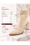 Yona Women's Beige Wrinkled Patent Leather Pointed Toe Front Stitching Detailed Zippered Warm Lining Inside 7 cm Thick Sole - 5