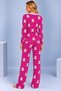Women's Patterned Bow Detailed Buttoned Long Sleeve Muslin Pajama Set - 4