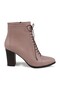 Women's Boots L065.234K Beige Genuine Antique Leather Thin Lace-Up Front Side Zipper Pointed/Almond Toe Y - 2