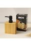 Wooden Bamboo Rectangular Liquid Soap Dispenser - Black Pump