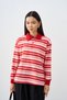 Women's Shirt Collar Half Button Sweatshirt Red - 2
