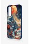 Samsung A57 Compatible Red Moon Patterned Silicone Case - 4