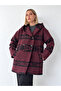 Urban Retro Hooded Oversize Jacket Coat Women's Burgundy - Black - 7