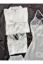 Women's Magic 4-Piece Lace Satin Nightgown, Robe and Shorts Set - 6