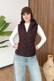 Women's Hooded Double Pocket Zippered Scuba Vest Plum - 27K 343