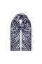 Zebra Patterned Cotton Shawl 03059-Navy Blue White - 3