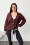 Women's V-Neck Buttoned Knitwear Cardigan Claret Red - 27K 2664 - 4
