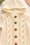 Baby Girl and Boy Hooded Hair Braid Patterned Buttoned Knitwear Knitted Jumpsuit Unisex 3-6-9-12Months - 3