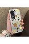 Vivo V50 Compatible Retro Coffee Tone Star Sticker Printed Case, Aesthetic Design