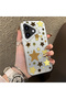 iPhone 17 Compatible Retro Coffee Tone Star Sticker Printed Case, Aesthetic Design