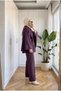 Women's Suede Look Belted Bat Sleeve Poncho Pants Two-Piece Set – Poncho Length 70 cm - 2