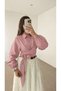 Tie-Front Crop Shirt - Mg - Pastel Pink - 2