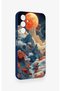 Samsung A54 Compatible Red Moon Patterned Silicone Case - 3
