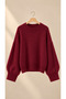 Women's Burgundy Sweater Soft Soft Textured Winter Loose Model Acrylic Sweater - 3