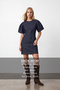 Women's Navy Blue Drawstring Sleeve Denim Dress Alc-X15985 - 2