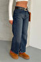 Women's Belted Flexible Wide Leg Comfortable Fit Jean Trousers - 7