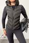 Women's Hooded Double Pocket Zippered Scuba Vest Black - 27K 343 - 2