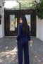 Oysho Fabric Zippered Suit Set Navy Blue - 5