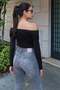 Diver Fabric Tasseled Madonna Collar Crop Black - 5