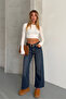 Women's Belted Flexible Wide Leg Comfortable Fit Jean Trousers - 3