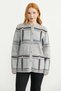 Block Patterned Buttoned Knitwear Jacket - Gray