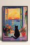 Black Cat in Sunset Window Framed Painting Cat Poster Modern Wall Decor Kedi31 - 3