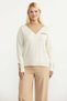 High Collar Patterned Knit Sweater - Stone