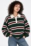 Women's Striped Polo Collar Oversize Knitwear Sweater - 4
