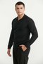 Polo Collar Basic Cotton Knit Sweater - Black - 5