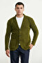 Shawl Collar Pocketed Knitwear Jacket - Green
