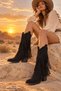 Wi̇llow Tasseled Thick Heeled Women's Cowboy Boots - 3