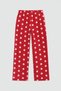 Women's Star Patterned Red Fleece Pajama Bottoms - 3