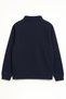 Men's Navy Blue Stand Collar Zippered Fleece Lined Sweatshirt - 2
