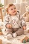 Baby boy teddy bear patterned hooded plush cardigan long sleeve bodysuit 3-piece winter set 3-18 months - 2
