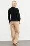 Crew Neck Motif Knit Sweater - Black - 6