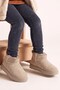 Children's Beige Fur-Lined Suede Look Snow Boots Thick Soled Short Mini Winter Boots - 2