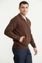 Shirt Collar Zippered Wool Knitwear Coat - Brown - Mink - 3