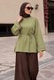 Tied Slit Detailed Oysho Tunic Tsd260335 Green - 3